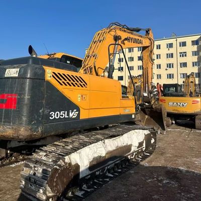Sarı Hyundai 305 Kullanılmış Ekskavator Kazıcısı 198kw 1900rpm İkinci El İnşaat Makinesi