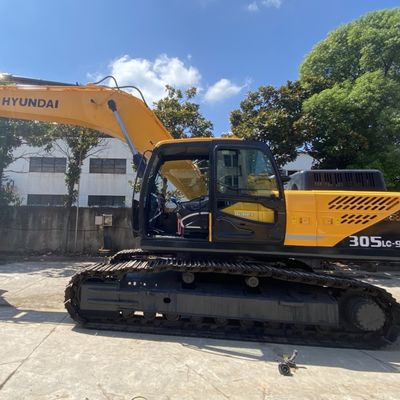 125KW Kullanılmış Hyundai Kazı makinesi Hyundai 305lc-9s Hidrolik Sürünen Kazı makinesi Sarı Renk