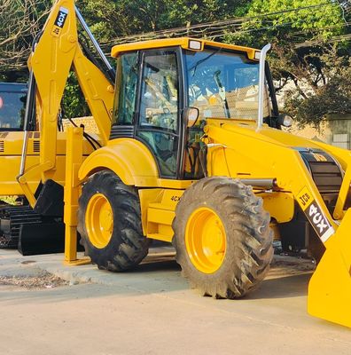 74.6kW JCB 4CX Kullanılmış Yükleyici Sarı 4378kg Asansör İkinci El Backhoe Yükleyici Tekerlek Hareketli